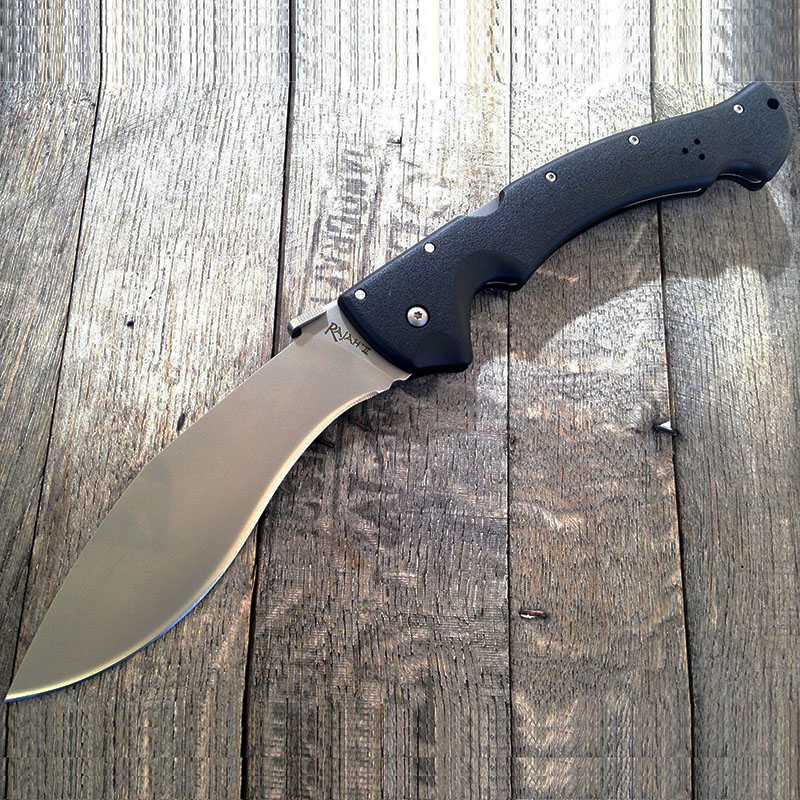 Висок клас голям сгъваем KUKRI нож COLD STEEL RAJAH II 62KG 93003, ЧЕРНО ОСТРИЕ, малко мачете